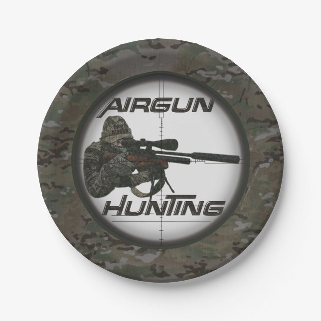Airgun hunting logo hat keychain button classic ro paper plate (Front)