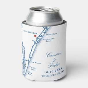 Airlie Gardens Wedding Favour Navy Wilmington Map Can Cooler