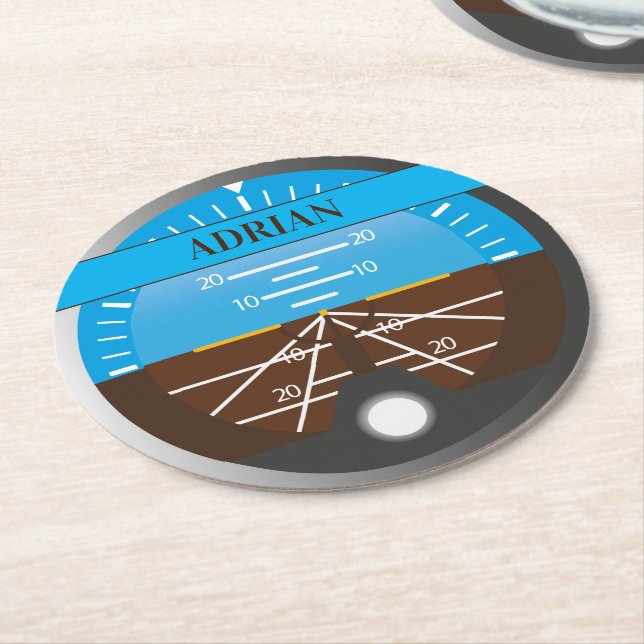 Airline Captain Co-Pilot Flight Instrument Print Round Paper Coaster (Angled)