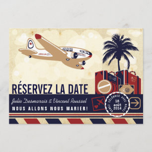 Airline Mariage de Destination Réservez la Date Invitation