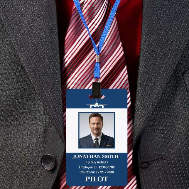 Airline Pilot Company Photo Security ID Barcode Badge (Creator Uploaded)
