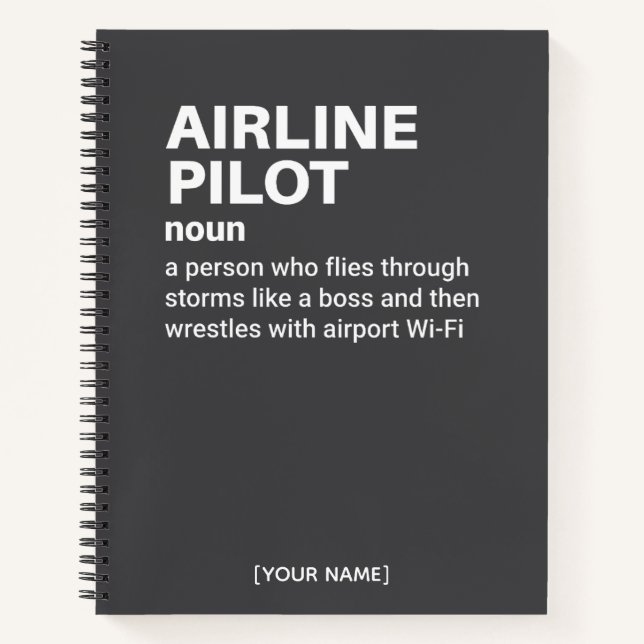 Airline Pilot Definition – Personalised Gift Notebook (Front)
