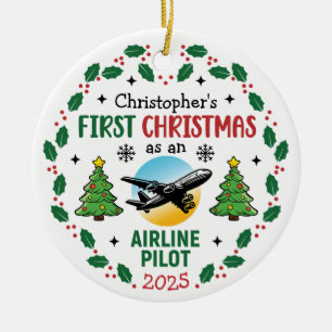 Airline Pilot First Christmas Personalized Ceramic Tree Decoration