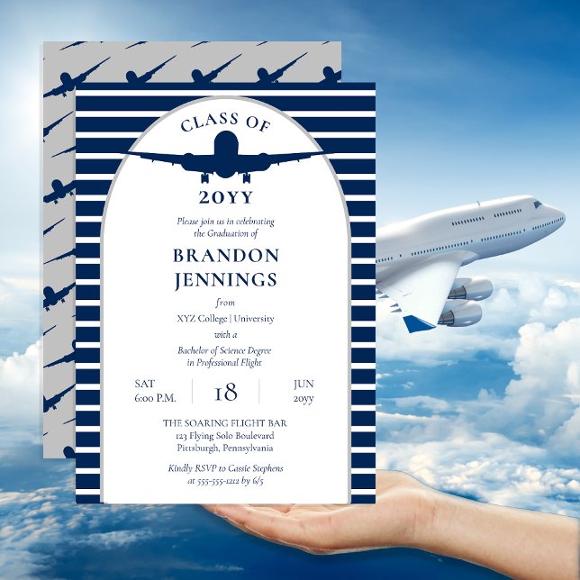 Airline Pilot Flight School College Graduation Invitation (Airline Pilot Flight School College Graduation Invitation - Print | Digital Download)