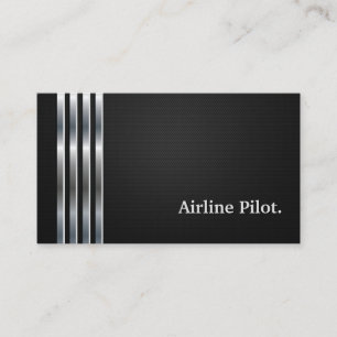 Airline Pilot Professional Black Silver Business Card