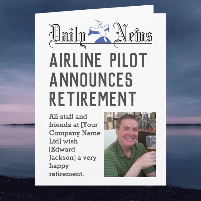 Airline Pilot Retirement Card to Personalise (Creator Uploaded)