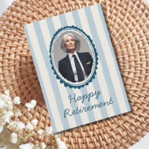 Airline Pilot Retirement Photo Blue Ivory Stripes
