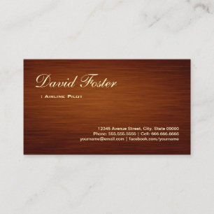 Airline Pilot - Wood Grain Look Business Card