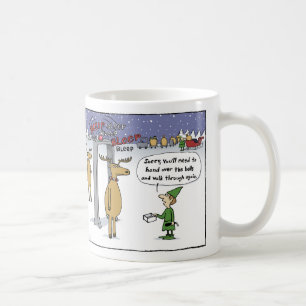 Airline Sleigh Security Cartoon Funny Christmas Coffee Mug