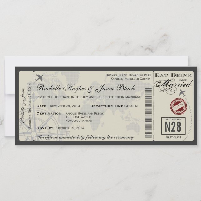 Airline Ticket Wedding Invitation (Front)