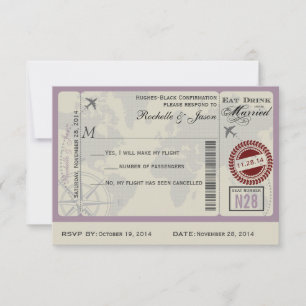 Airline Ticket Wedding RSVP Card