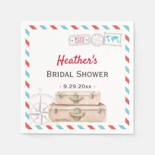 Airline Travel Bridal Shower Table Decor Red Paper Napkin