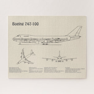 Airliner 747 - Aeroplane Blueprint Drawing Plans S Jigsaw Puzzle