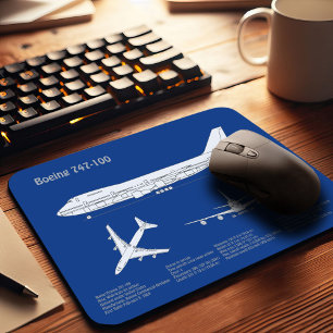 Airliner 747 - Airplane Blueprint Drawing Plan ABD Mouse Mat
