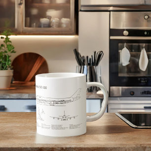 Airliner 747 - Airplane Blueprint Drawing Plans BD Coffee Mug