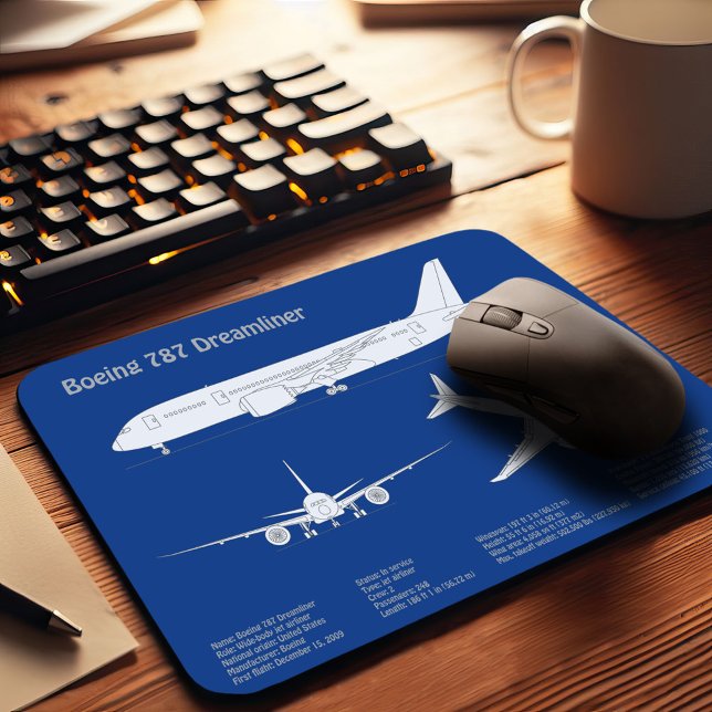 Airliner 787 - Aeroplane Blueprint Drawing Plan AB Mouse Mat (Creator Uploaded)