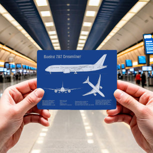 Airliner 787 - Aeroplane Blueprint Drawing Plan AB Postcard