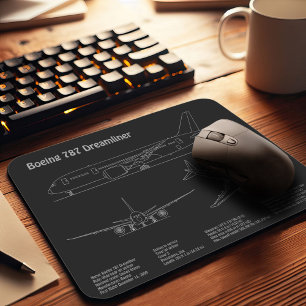 Airliner 787 - Airplane Blueprint Drawing Plans PD Mouse Mat