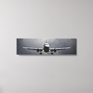 Airliner In Flight With Clouds Panoramic Canvas Print