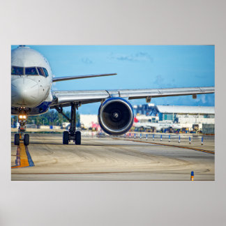Airliner taxiing towards departure poster