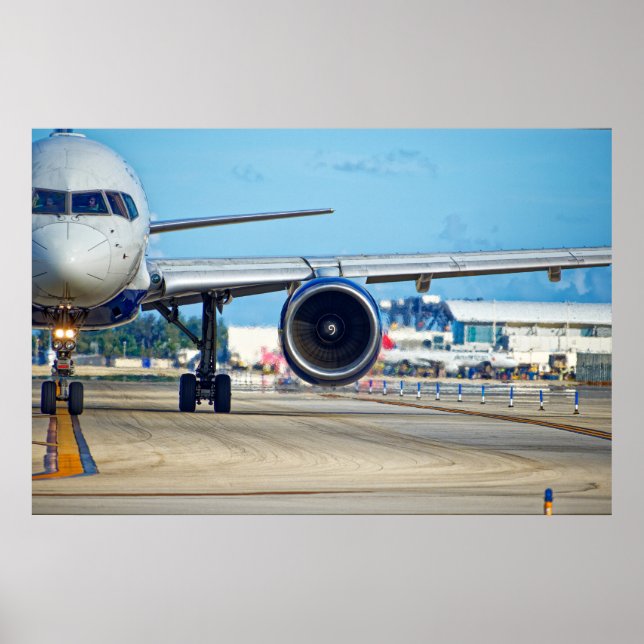 Airliner taxiing towards departure poster (Front)