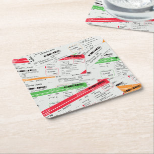 Airliner tickets square paper coaster