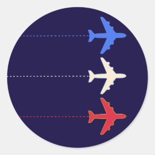 airlines aeroplanes classic round sticker