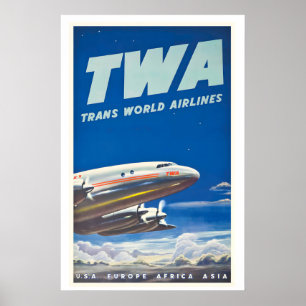 Airlines Plane Aircraft Travel USA Europe Africa Poster