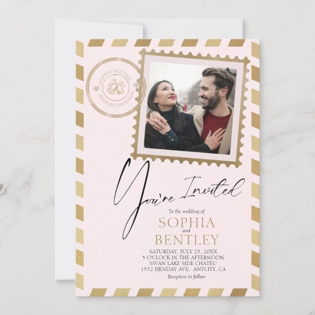 Airmail Design Wedding Invitation (Front)