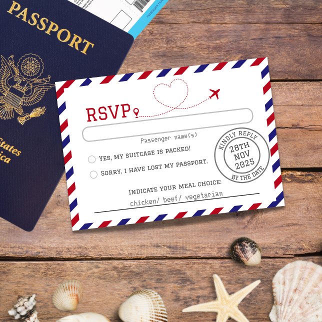 Airmail Destination Wedding  RSVP Card (Creator Uploaded)