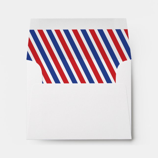 Airmail Diagonal Stripes Liner - Red and Royal Envelopes (Back (Bottom))
