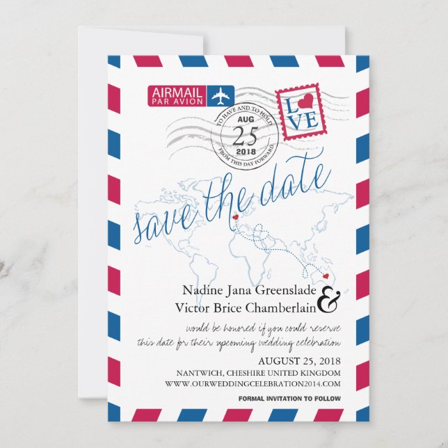 Airmail Heart UK and Austraila Save the Date (Front)