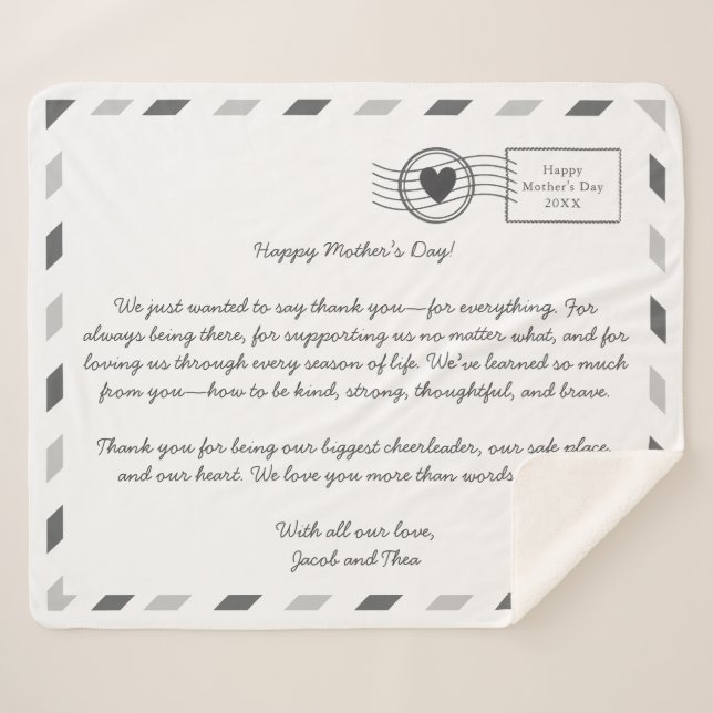 Airmail Love Letter to Mum Sherpa Blanket (Front (Horizontal))