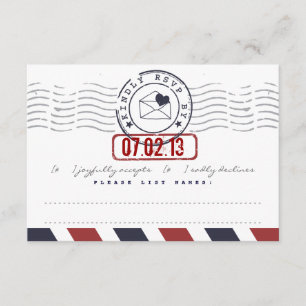Airmail Love Letter Wedding Response Card