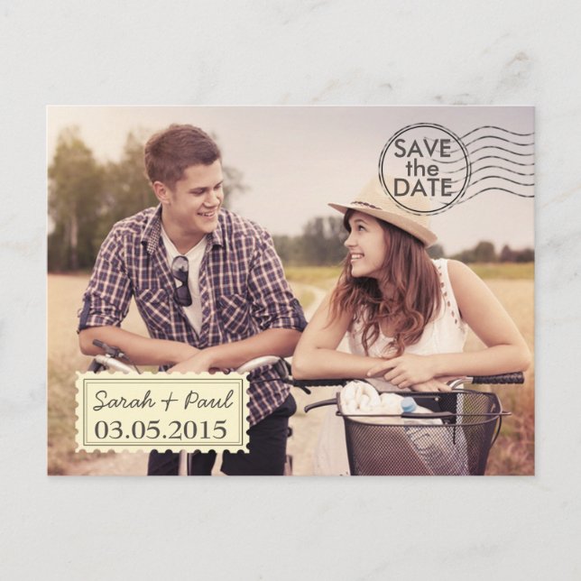 Airmail Photo Save The Date Postcard (Front)