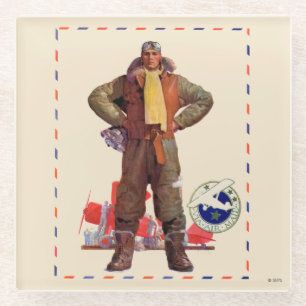 Airmail Pilot Glass Coaster