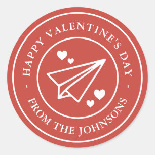 Airmail Valentine Classic Round Sticker