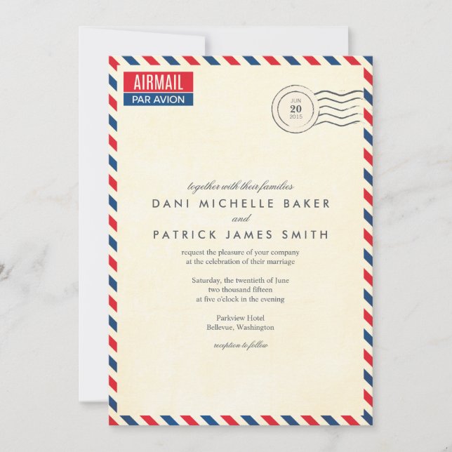 Airmail Wedding Invitation (Front)