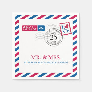 Airmail   Wedding Reception Napkin