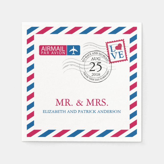 Airmail | Wedding Reception Napkin (Front)