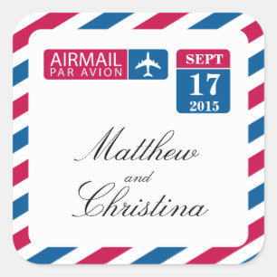 Airmail Wedding Square Sticker