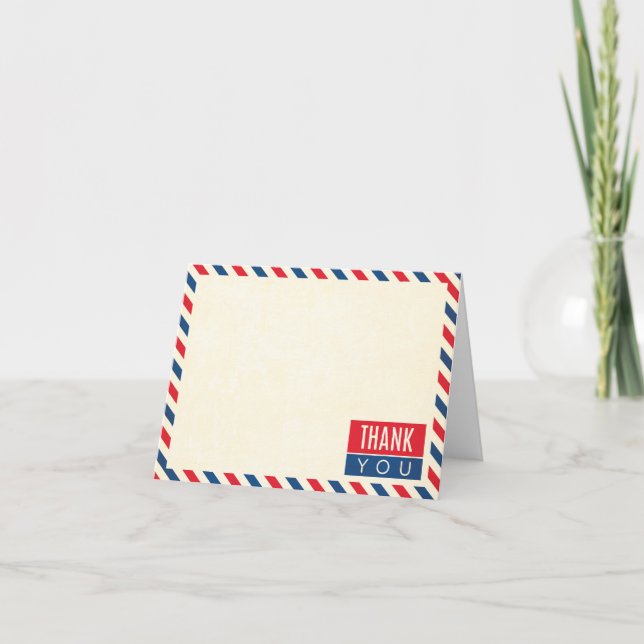 Airmail Wedding Thank You Note Card (Front)