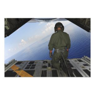 Airman observes the waters of the Gulf of Mexic Photo Print
