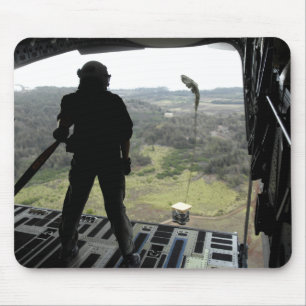 Airman watches a practice bundle fall mouse mat