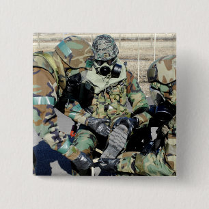 Airmen assist a Republic of Korea Army soldier 15 Cm Square Badge