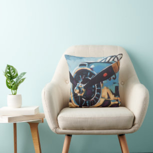 Airplane Artwork - Gift for Aviation Lovers Cushion