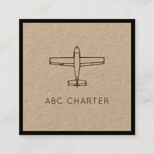 Airplane Aviation Premium Kraft Square Business Card (Front)