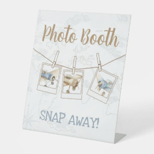 Airplane Aviator Pilot 1st Birthday Photo Booth Pedestal Sign