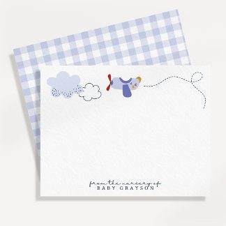 Airplane Baby Boy Nursery Note Card
