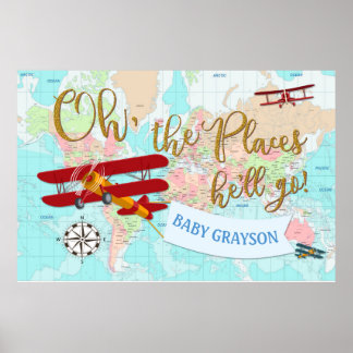 Airplane backdrop poster world map